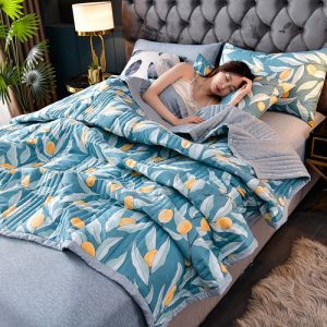 【Ready Stock】 Washed Cotton Summer Cool Quilt Air-conditioning Quilt Thin Summer Quilt Single Queen Size King(without pillow)