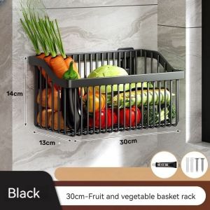 Wall Mounted Kitchen Racks  Vegetable Shelf Spice Storage Kitchen Condiments large capacity Hanging Grocery Fruit Basket