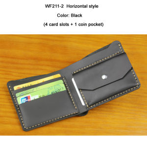 MUNUKI Handmade Vintage Crazy Horse Genuine Leather Wallet For Men Original Branded Leather Money Clips Bifold Wallets Short Purse Male Money Bag with Coin Pocket & Card Holder Vertical  WF211