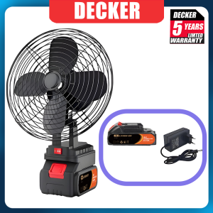 DECKER พัดลมแบตเตอรี่ไร้สาย 8นิ้ว พัดลมแบตสว่าน พัดลมพลังสูงแบบพกพา ความจุแบต 21V ลมใหญ่ ลมแรง ไม่ต้องเสียบไฟ