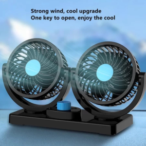 Car Electric Fan 12V 24V USB 360° All-Round Adjustable Car Dual Head Fan Low Noise Cooling