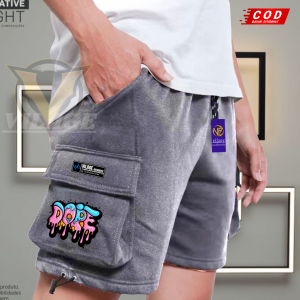 Celana Pendek Cargo Fleece 280 Bahan Lembut dan Adem Brand Local Bandung Warna Hitam Dope Biru Best Seller High Quality Terbaru