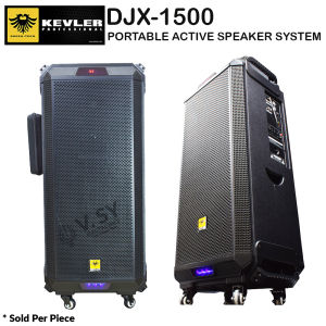 Kevler DJX-1500 15 Inch 800 Watts Portable Active Speaker System with wireless mic and build in battery (Party Boom Box)