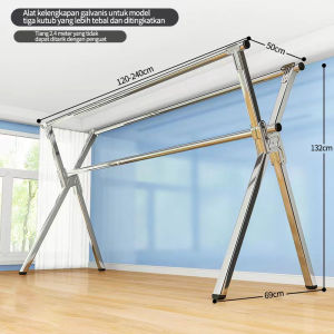 240cm Jemuran Baju Lipat Stainless Steel Portable/Jemuran Hanger /Jemuran Baju Lipat/ Jemuran Pakaian Outdoor / Indoor