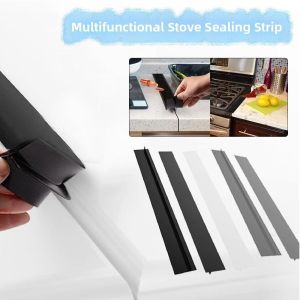 OKDEALS T Shape Silicone Sealing Strip Heat Resistant Waterproof Kitchen Gas Stove Sealing Strips Multifunctional 21/25/30in Kitchen Anti-Oil Anti-Stain Strip Kitchen Accessories