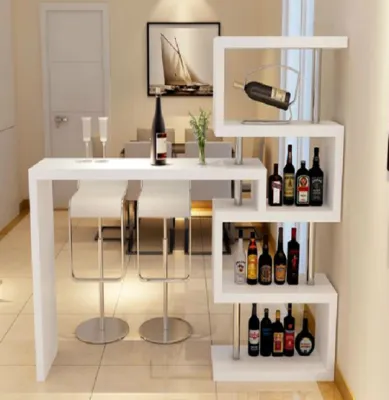 150x152.5x92cm WHITE PUTIH TURNABLE ADJUSTABLE Bar Table Modern Home House Long Stick Wall Balcony Stilt Sitting Pub Room Partition cabinet kabinet kitchen dapur rack rak Table Frame Wide High shelves office pejabat storage desk meja counter dining room