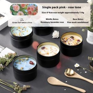 KS เทียนถั่วเหลืองกลิ่นหอมที่ทำด้วยมือของ ด้วยดอกไม้แห้งและคริสตัลสำหรับการพักผ่อน