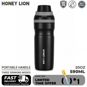 HoneyLion - 590ml 316 Stainless Steel Coffee Tumbler Vacuum Insulated Cup 12H Hot 24H Cold Leakproof Straw Direct Drink for Office