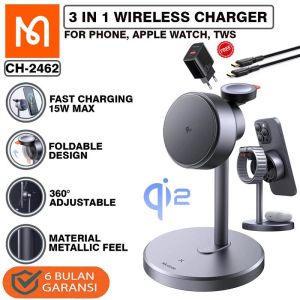 Mcdodo CH 2462 3 in 1 Magsafe 360 Stand Charger 15w Mcdodo CH 2462 Pengisi Daya Berdiri 3 dalam 1 Magsafe 360 dengan Daya Maksimum 15w