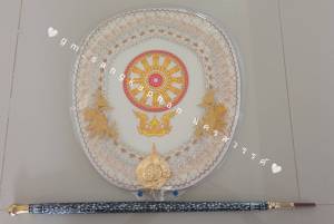 ตาลปัตร ตาลปัตรประดิษฐ์ ตาลปัตรพระ พร้อมด้ามประดับลายมุก