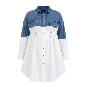 Sys Clothier Clarista Denim Dress | Combination Dress Bigsize Jeans I Adjustable Waist