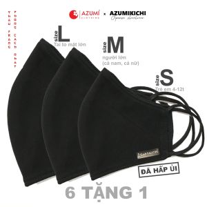 Khẩu trang vải cỡ lớn bigsize màu đen dành cho người có gương mặt lớn chính hãng Azumikichi - A1L