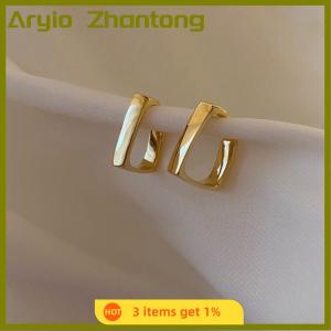 Aryio New Fashion Women Stainless Steel Glossy Stud Earrings Temperament Ladies Square Earrings Party Birthday Gift Jewelry