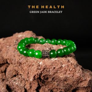 Gelang Giok Hijau Kesehatan Quartzite ASLI China untuk Cowok Cewek Pria Wanita