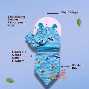 Topi bayi set sarung tangan sarung kaki dan bib halus lembut/bib set gift/topi bayi/slabber bayi