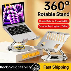 Tri-Town Carbon Steel 360° Rotating Laptop Stand Foldable Stand Height Adjustable Tablet Stand 10-17 Devices