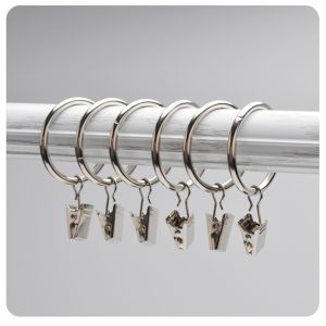 20 Pack Metal Curtain Rings with Clips Drapery Clips with Rings Drapes Rings 1 in I D Fits Diameter 5/8 in Curtain Rod Silver Matte Silver Curtain Rings with Clips Curtain Hooks Hangers Clip Rings for Hanging Drapes Bows Hat