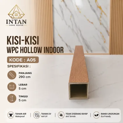 Kisi-kisi WPC Hollow Indoor A05 - Panjang 290 cm Lebar 5 cm Tinggi 5 cm - Tahan Air Tahan UV Tidak Diserang Rayap Ramah Lingkungan