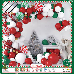Merry Christmas Balloon Decoration Set Candy Cane Elk Christmas Tree Garland Party Decoration Set with free glue