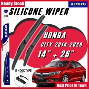 KITOYO Premium Nano Silicone Car Wiper Windshied For Honda City 2014-2020 Wiper Kereta Bundle pengelap kereta 雨刮 14 Inch + 26 Inch Hujan