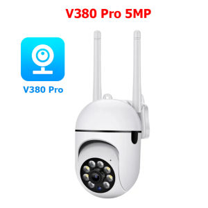 CCTV V380 Pro 1080P HD Outdoor IP Security Camera with 2-Way Audio Infrared Night Vision PTZ Rotation Motion Detection and Dual-Band WiFi