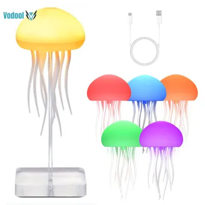 LED Jellyfish Lamp with Base Gradient Jelly Fish Light for Bedrooms Living Room [Vodool Official Center]