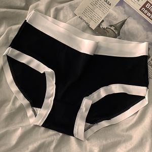 M&C Womens pure cotton underwear student Japanese mid-waist simple breathable large size briefs
