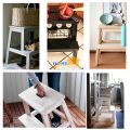 Wooden Step Stool Chair (2 Steps) - Natural White. 