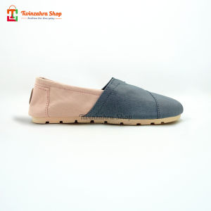 Sepatu Wakai Slip On Wanita  Selop Casual Kasual Shoes Santai Kain Tanpa Tali Anti Slip Abu Pink