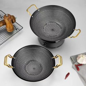 Stainless Steel Honeycomb Wok Pan Kuali Non Stick Kuali Tidak Melekat Kuali Honeycomb Cooking Wok Dapur Cookwa
