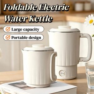 Electric Kettle Foldable Travel Portable Stainless Steel Fast Boil Auto Shut Off Compact For Kitchen Dorm
