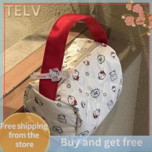 TELV Kawaii Hello Kitty Makeup Bag Sanrio KT Cat Large Capacity Cosmetic Bag Handbag Portable Wash Pouch