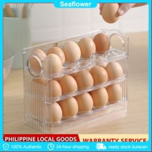 【12 hours delivery】30 Grid Egg Tray Egg Storage Box Three Layer Egg Shelf Storage Crisper Refrigerator Safe Tray