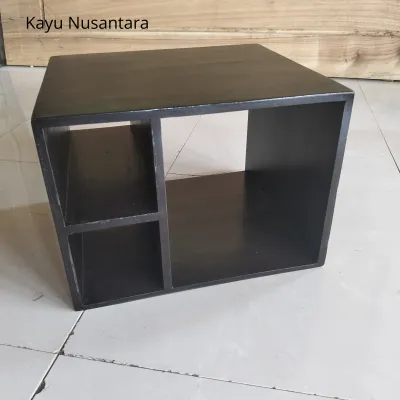 Meja Kayu Jati Hitam Solid 45x30x35 cm – Meja Samping Minimalis Aesthetic