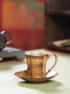 100ML Exquisite Kiln Change Celadon Coffee Mug With Plate Couple Handgrip Cups Afternoon Tea Mug Cup Saucer Kit Drinkware Gifts