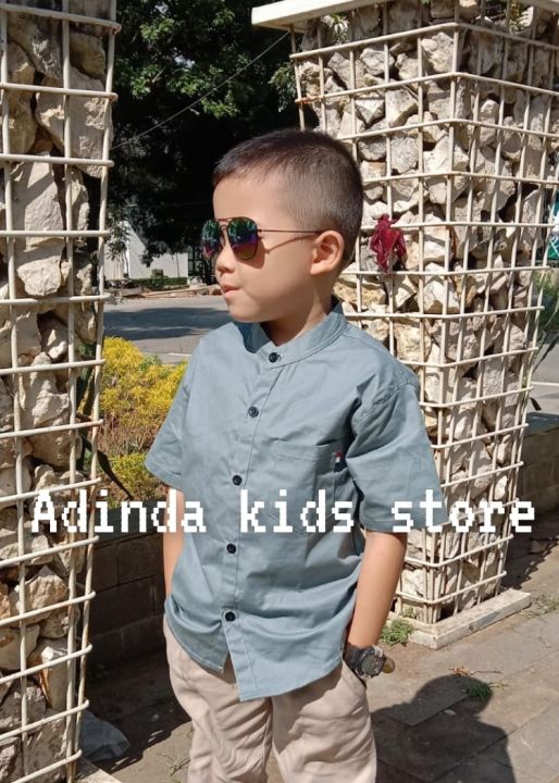 COD setelan anak laki laki kemeja polos celana chinos usia 1-12thn//setelan kemeja anak laki laki murah
