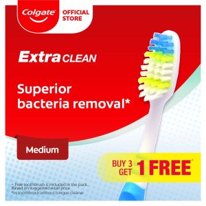 Colgate Extra Clean Toothbrush Valuepack 4s (Medium) Toothbrush - Deep Clean Gentle Gum Care & Complete Oral Health Protection