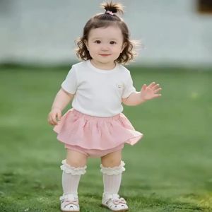 Summer Baby Pure Cotton Gauze Skirt Pants a Lace-like skirt-pants Newborn Girls Seamless Floral Pants