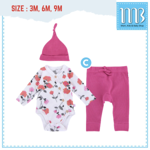 Jumper Bayi Set 3in1 Setelan Baju Panjang Kado Bayi Cowok Cewek