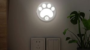 Motion sensor LED night light USB rechargeable cabinet cat paw night lamp bedroom home closet aisle lighting bedside nightlight