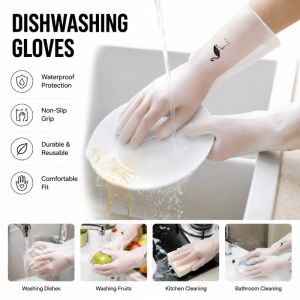 Rubber Dish Washing Gloves Kitchen Waterproof Washing Vegetables Fruit Gloves Durable Cleaning Glove