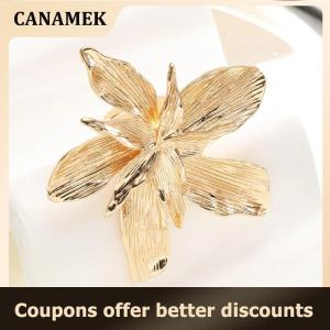 【 CANAMEK 】 Vintage Big Flower Ring For Women Irregular Metal Punk Finger Ring Party Jewelry Gifts