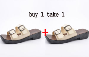 buy 1 take 1 Fairy style beach soft flat bottom Birkenstock womens sandals