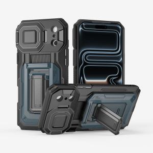 Shockproof Hybrid Heavy Duty Card Holder Wallet Case For iPhone 16 Pro Max 17 Pro 15 14 Kickstand Slide Camera Protection Cover