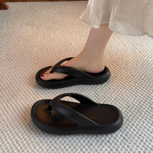 [Free Shipping] Womens Summer Fashion Beach Sandals with Rhinestones Flip-Flops for Outdoor Wear Mid-Heel Non-Slip Thick-Soled Wedge Sandals for the Beach