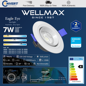 WELLMAX - Samsung LED Spotlight 5W 7W 3000K 4000K 6500K/Downlight/ LED Eyeball/ Recessed downlight
