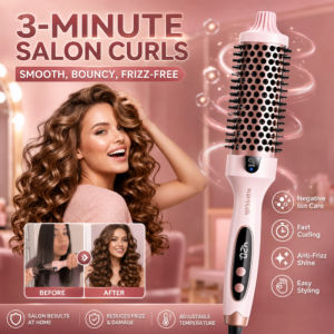 Negative Ion Curling Brush Ionic Hair Straightener Brush Anti Frizz Volumizing Hair Styler Ceramic Tourmaline Hairbrush Salon Quality Styling Tool