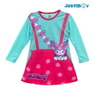 Dress Baju Anak Perempuan Kuromi Sanrio Full Printing Umur 8 - 10 Tahun [KELLY]