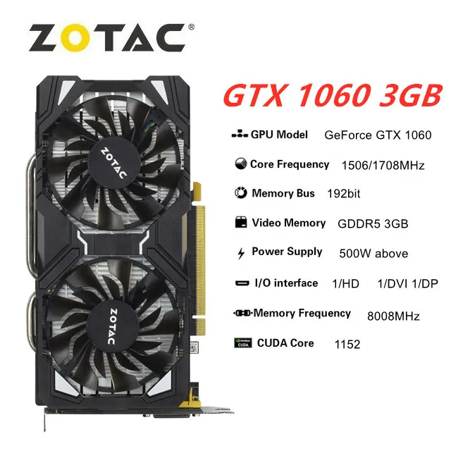 APQYH ZOTAC GTX 1060 5GB Graphics Card GTX 1060-6GD5 Video Cards
