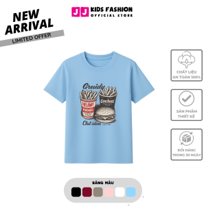 Áo Thun Ngắn Tay Mùa Hè Cho Bé Trai Bé Gái In Hình Năng Động Cổ Tròn | JJ Kids Fashion